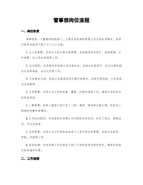 管事部岗位流程