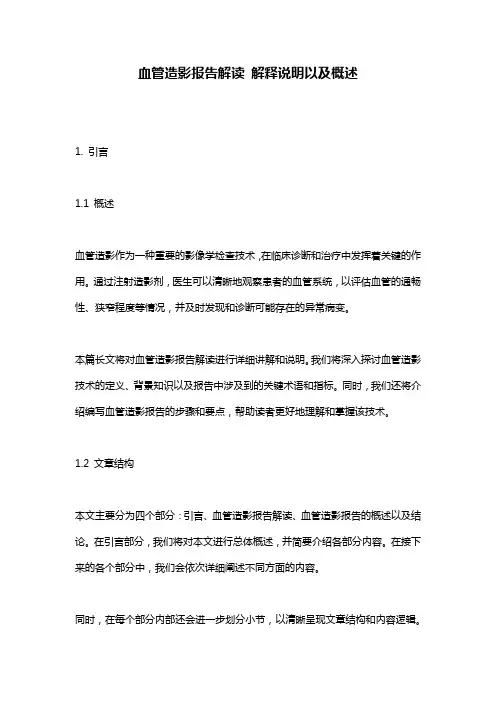 血管造影报告解读_解释说明以及概述