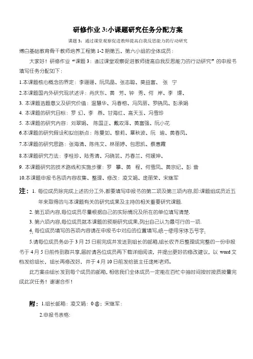 第五第六小组课题任务分配方案