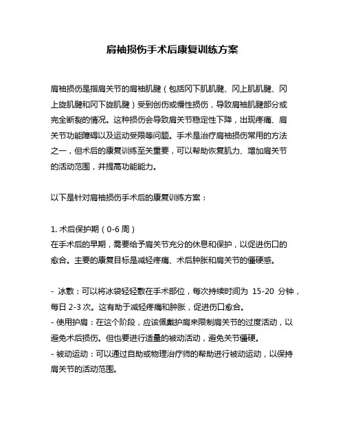 肩袖损伤手术后康复训练方案