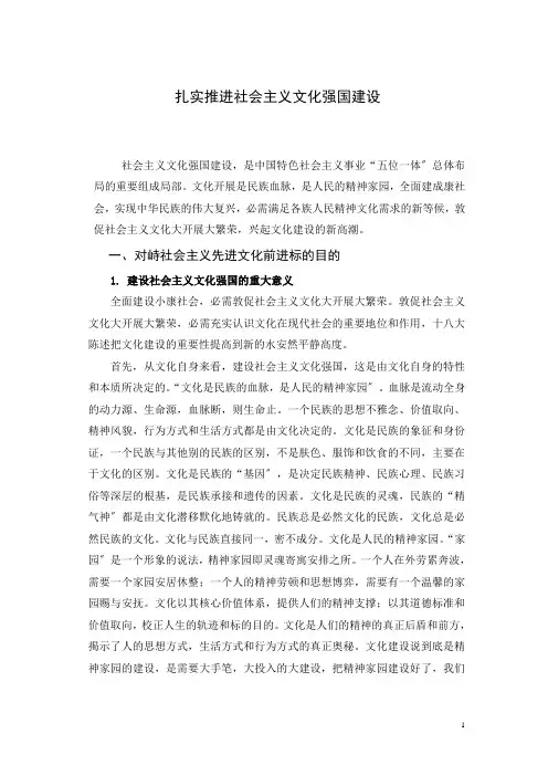 扎实推进社会主义文化强国建设讲稿