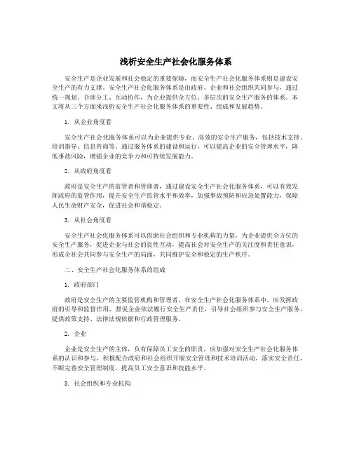 浅析安全生产社会化服务体系