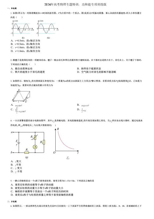 2024年高考物理专题特训：功和能专项训练版