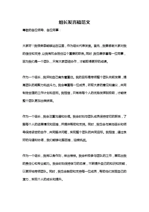 组长发言稿范文
