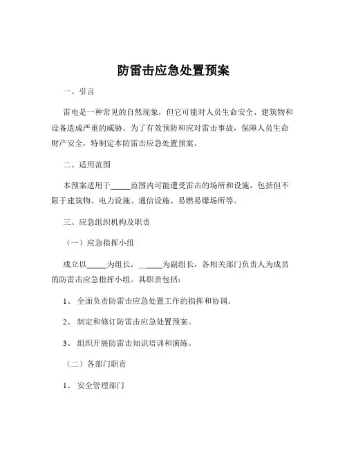 防雷击应急处置预案