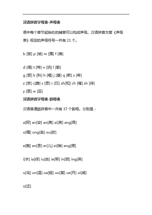声母表26个