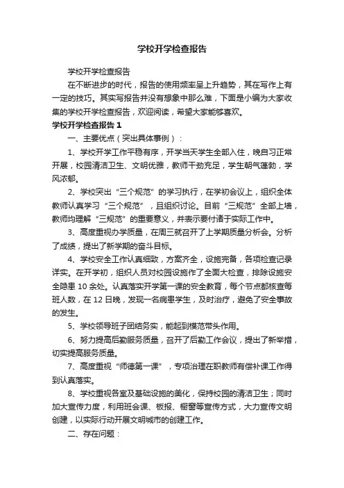 学校开学检查报告