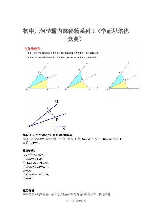 初中几何学霸内部秘籍系列1(学而思培优竞赛)