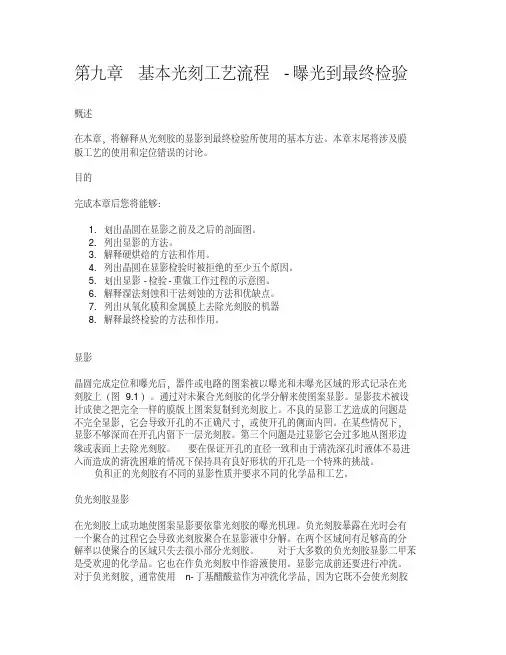 第九章_基本光刻工艺流程-显影到最终检验