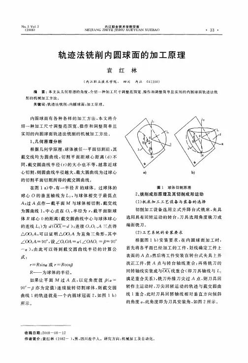 轨迹法铣削内圆球面的加工原理