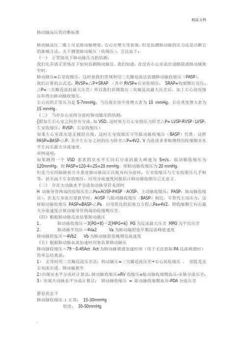 肺动脉高压的诊断标准