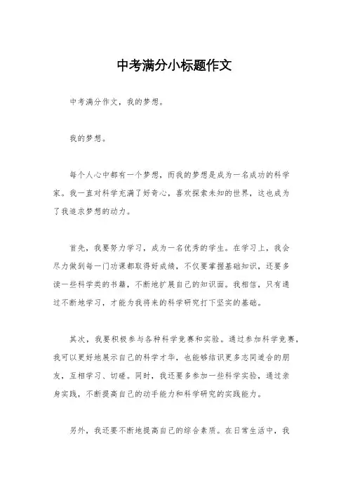 中考满分小标题作文