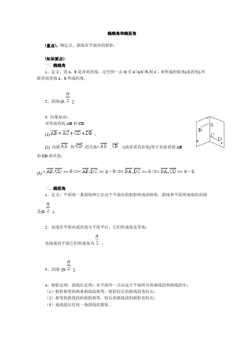 线线角和线面角