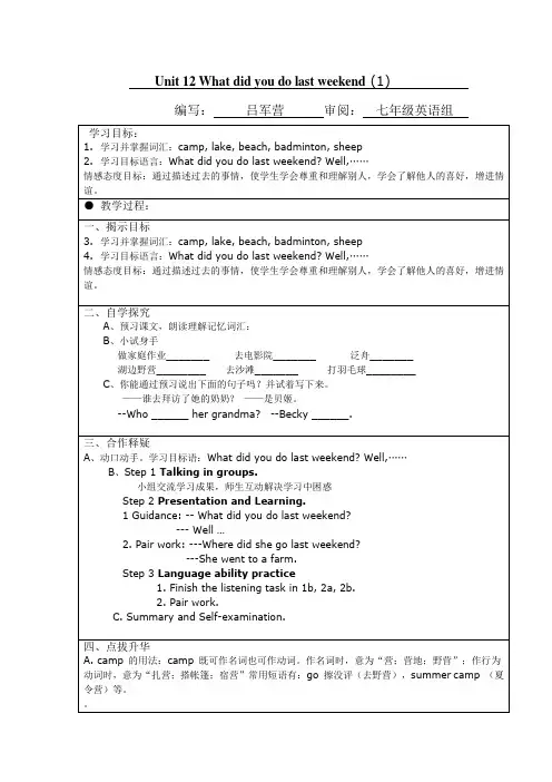 Unit 12 What did you do last weekend (1)