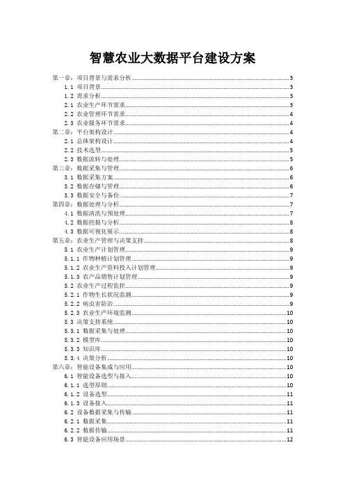 智慧农业大数据平台建设方案