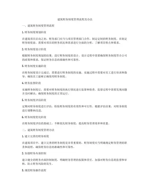 建筑财务制度管理流程及办法