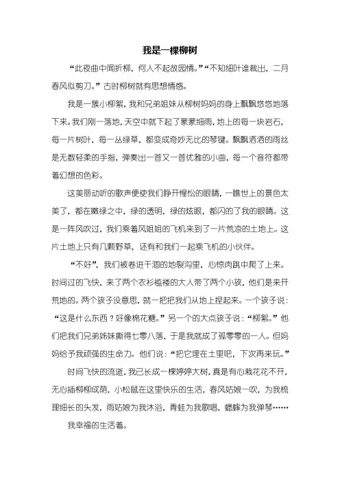 六年级作文：我是一棵柳树作文500字