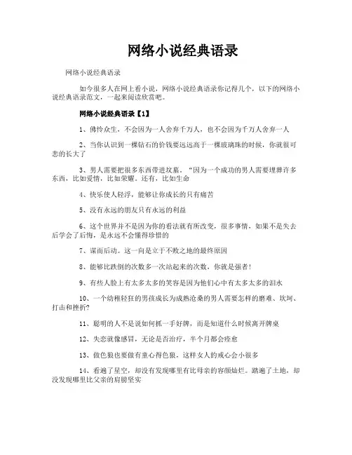 网络小说经典语录