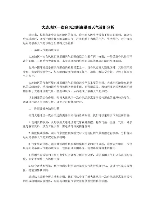 大连地区一次台风远距离暴雨天气诊断分析