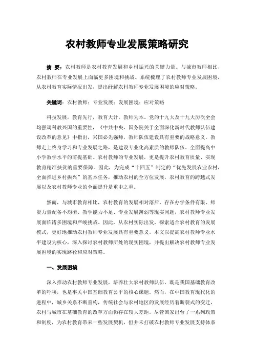 农村教师专业发展策略研究