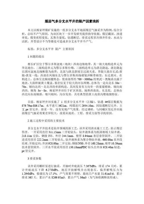 煤层气多分支水平井的限产因素浅析