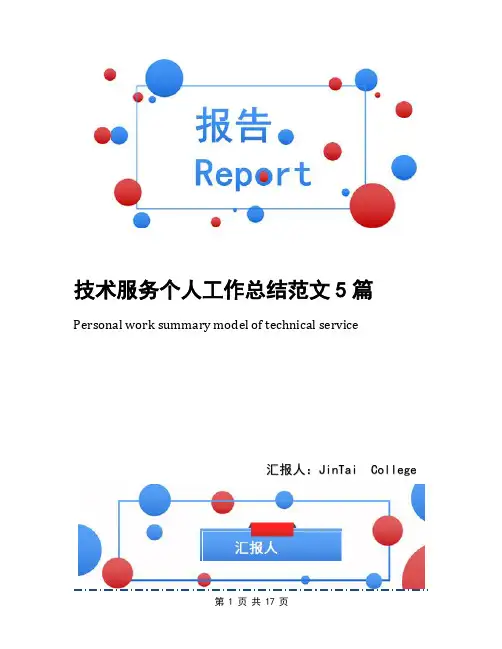 技术服务个人工作总结范文5篇