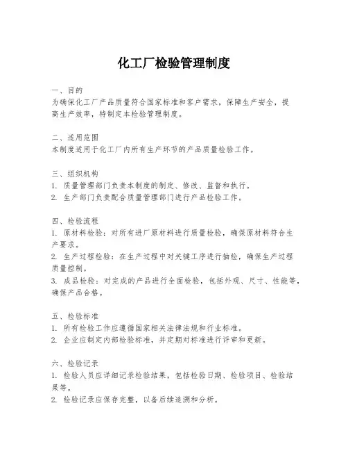 化工厂检验管理制度