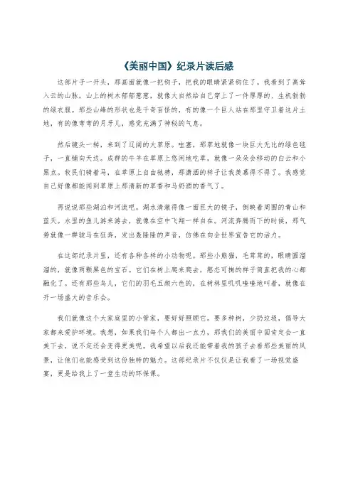 《美丽中国》纪录片读后感