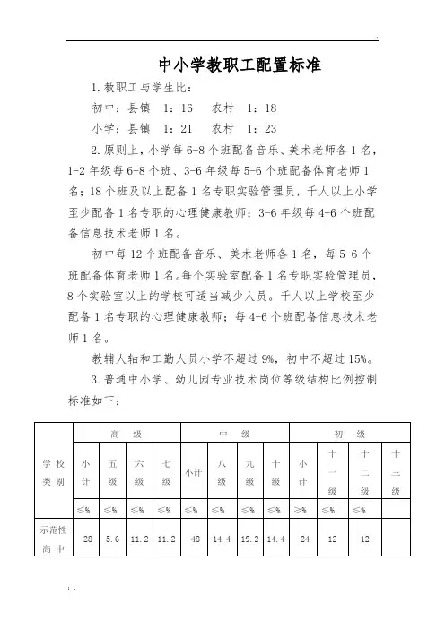 中小学教职工配置标准