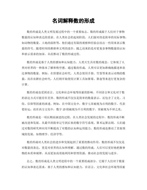 名词解释数的形成