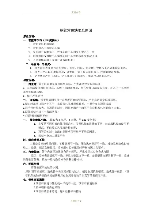 钢管常见缺陷及原因