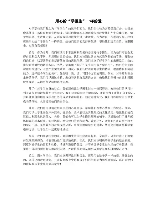 用心给“学困生”一样的爱