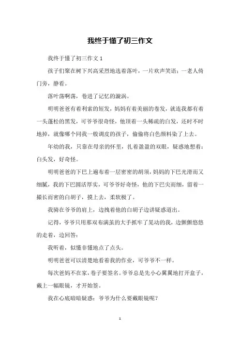 我终于懂了初三作文