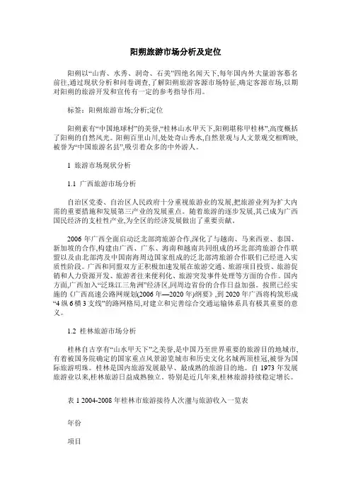 阳朔旅游市场分析及定位