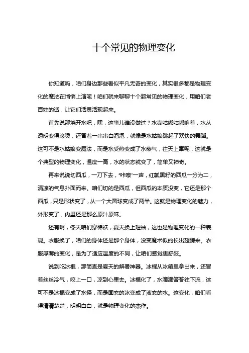 十个常见的物理变化