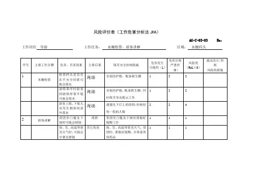 导游风险评价表