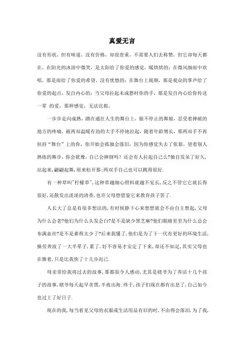 真爱无言_初中初二作文800字