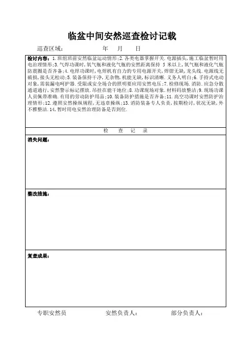 专职安全员日巡视检查记录