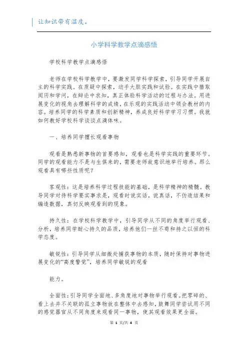 小学科学教学点滴感悟
