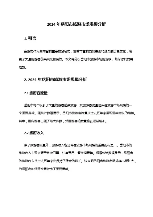 2024年岳阳市旅游市场规模分析