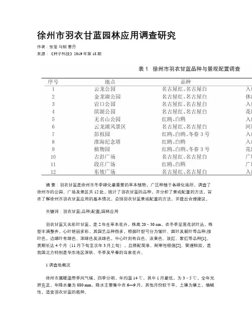 徐州市羽衣甘蓝园林应用调查研究