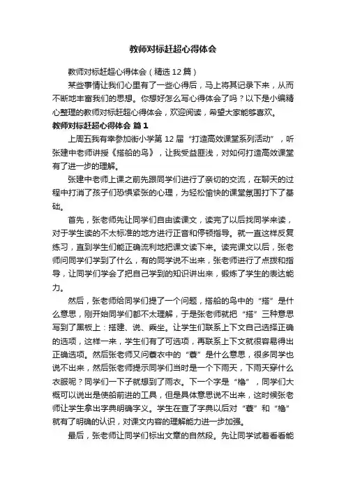 教师对标赶超心得体会（精选12篇）
