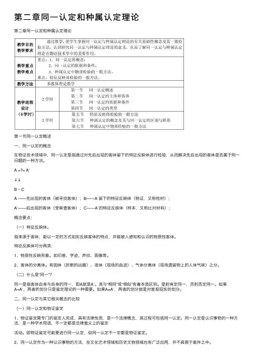 第二章同一认定和种属认定理论