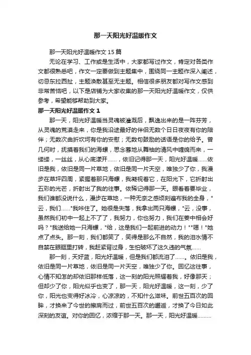 那一天阳光好温暖作文 2