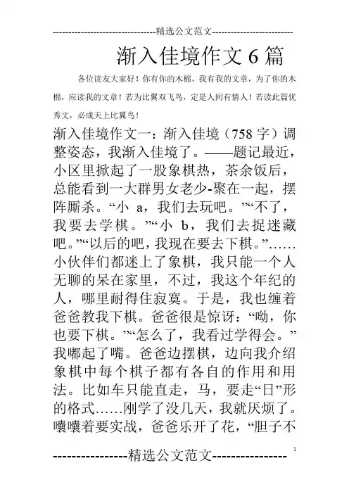 渐入佳境作文6篇