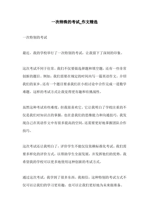 一次特殊的考试作文精选