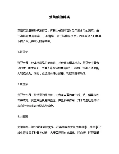 芽苗菜的种类