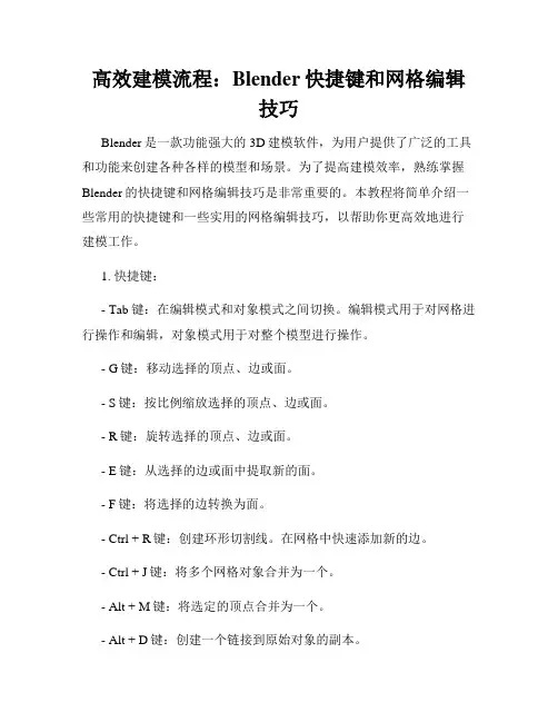 高效建模流程 Blender快捷键和网格编辑技巧