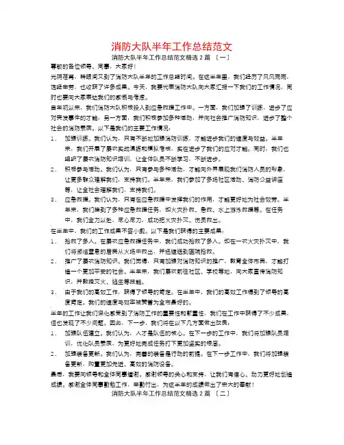 消防大队半年工作总结范文2篇