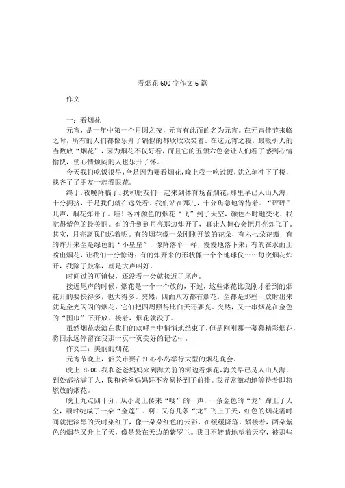 看烟花600字作文6篇